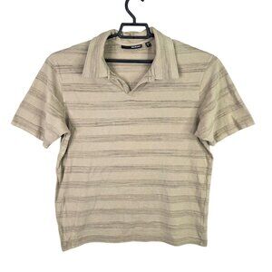 Mens Murano Brown Striped Polo Shirt Short Sleeve 100% Cotton Size L